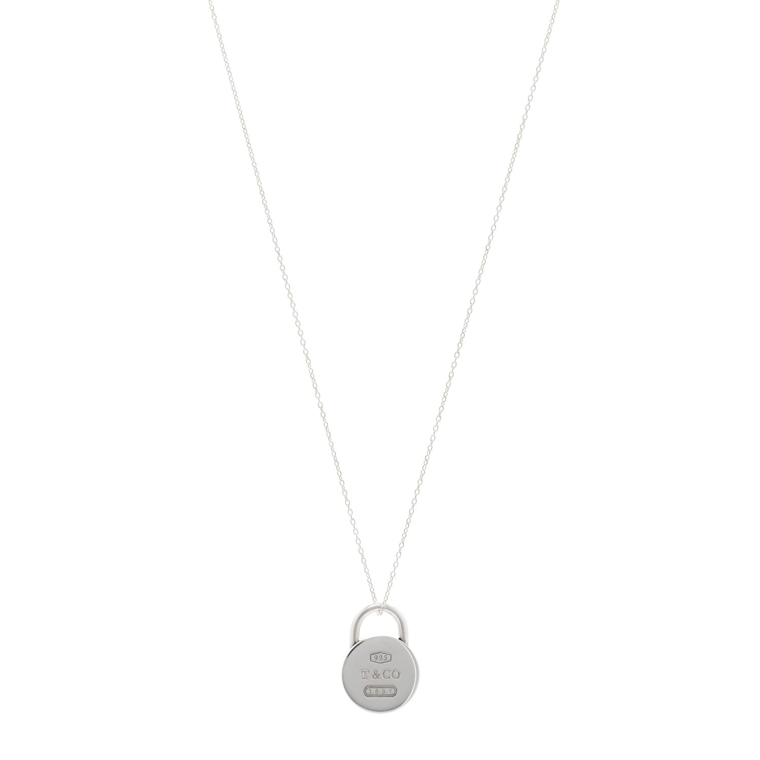 Tiffany Sterling Silver 1837 Round Lock Charm Pendant Necklace 1 of 5