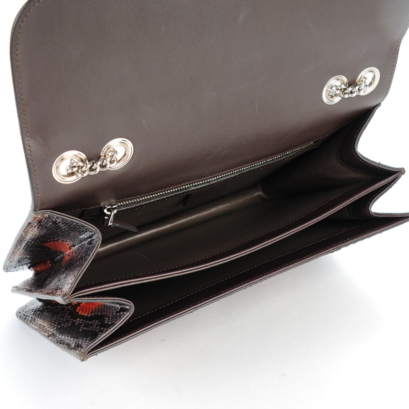 Python Medium Interlocking Shoulder Bag Grey Orange