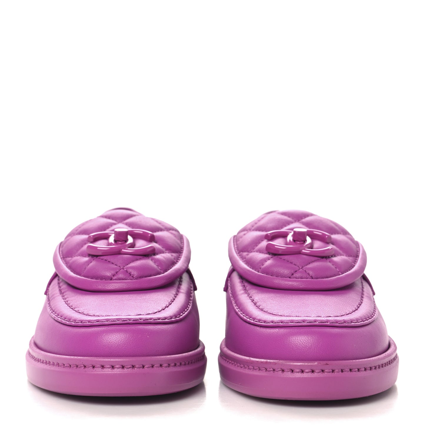 Lambskin Quilted CC Turnlock Loafers 35.5 Fuchsia