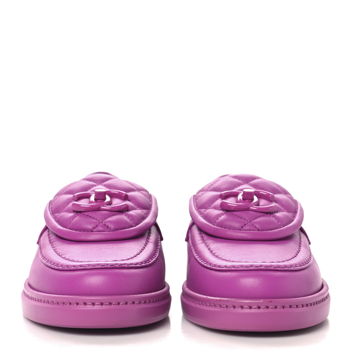 Chanel Lambskin Quilted CC Turnlock Loafers 35.5 Fuchsia 3 of 9