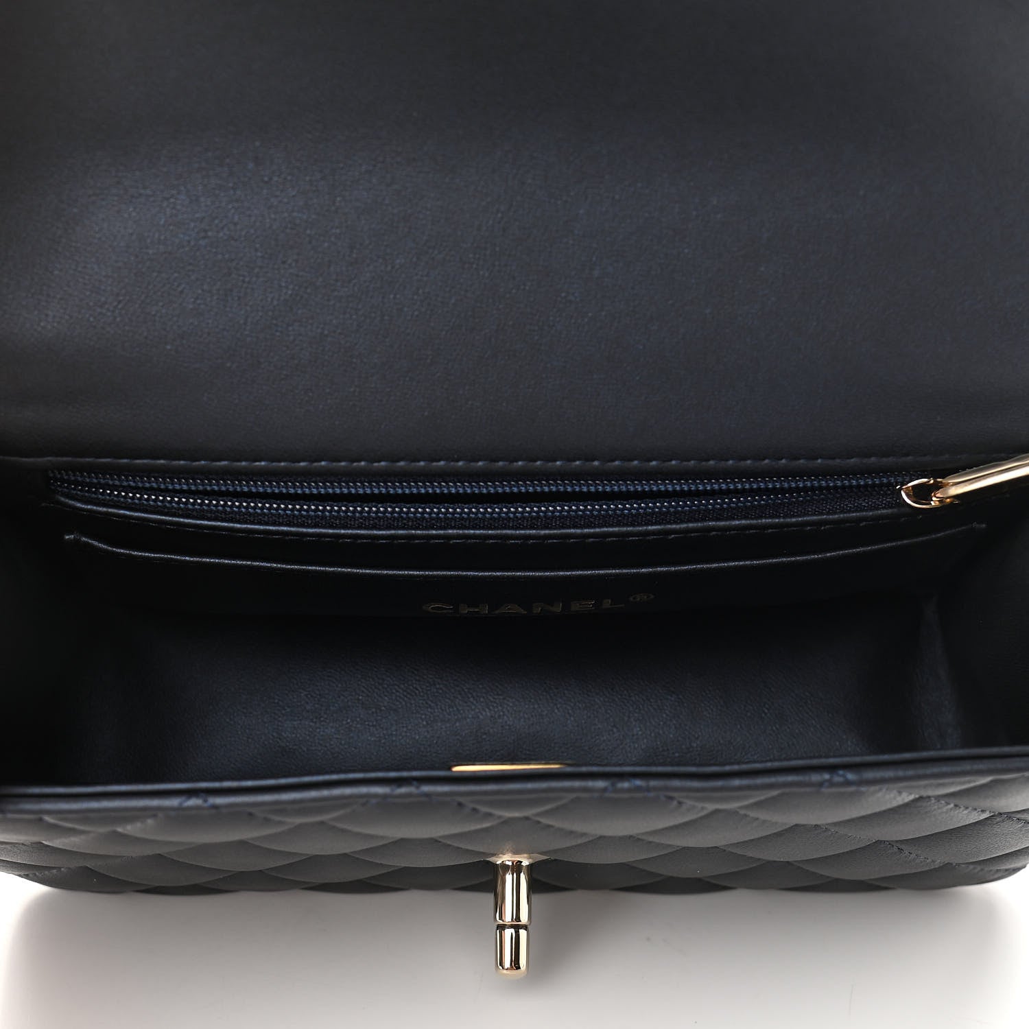 Chanel Lambskin Quilted Mini Top Handle Rectangular Flap Navy Blue 5 of 11