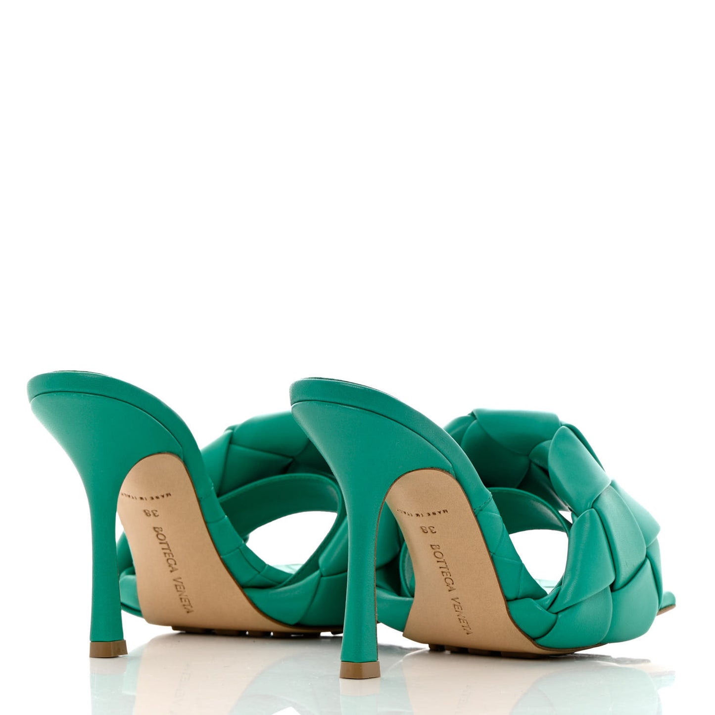Nappa Maxi Intrecciato Lido 90mm Mule Sandals 38 Acid Turquoise