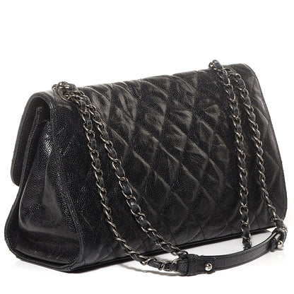 Chanel Crumpled Grained Calfskin CC Crave Jumbo Flap Black 3 of 9