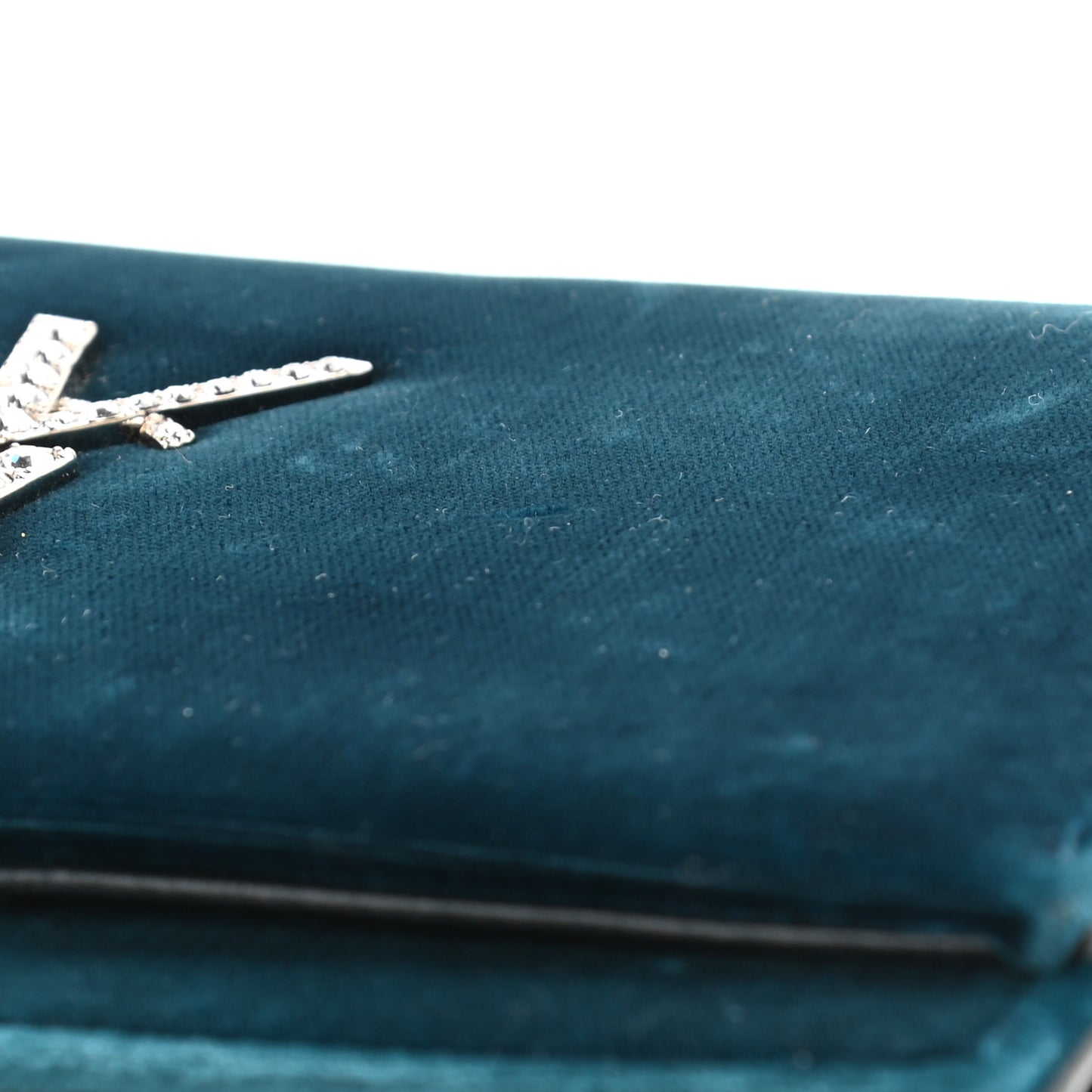 Velvet Crystal Monogram Kate Tassel Chain Wallet Blue