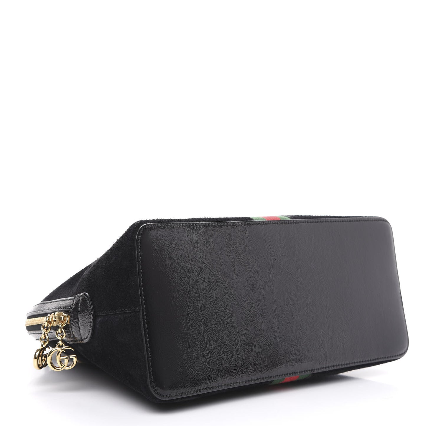 Suede Patent GG Web Medium Ophidia Top Handle Dome Bag Black