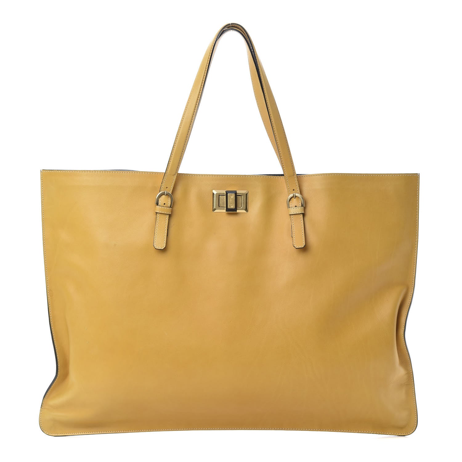 Lanvin Calfskin Turnlock Flat Tote Jaune 1 of 12