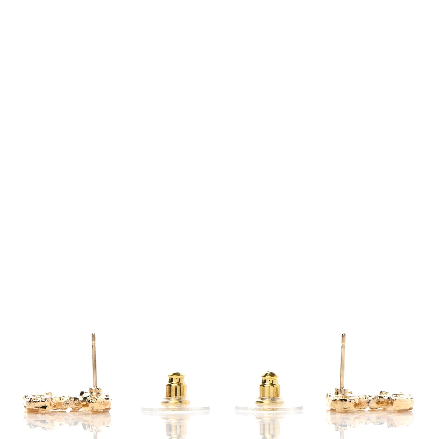 Metal Textured CC Earrings Gold