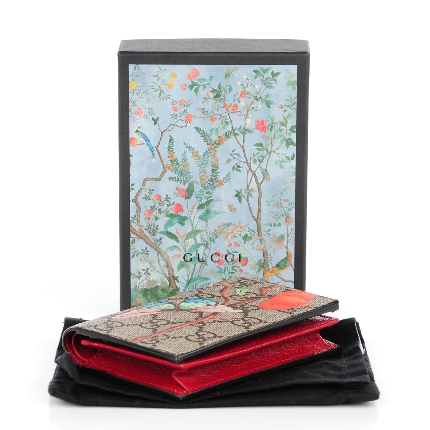 GG Supreme Monogram Tian Card Case Beige Multicolor Red
