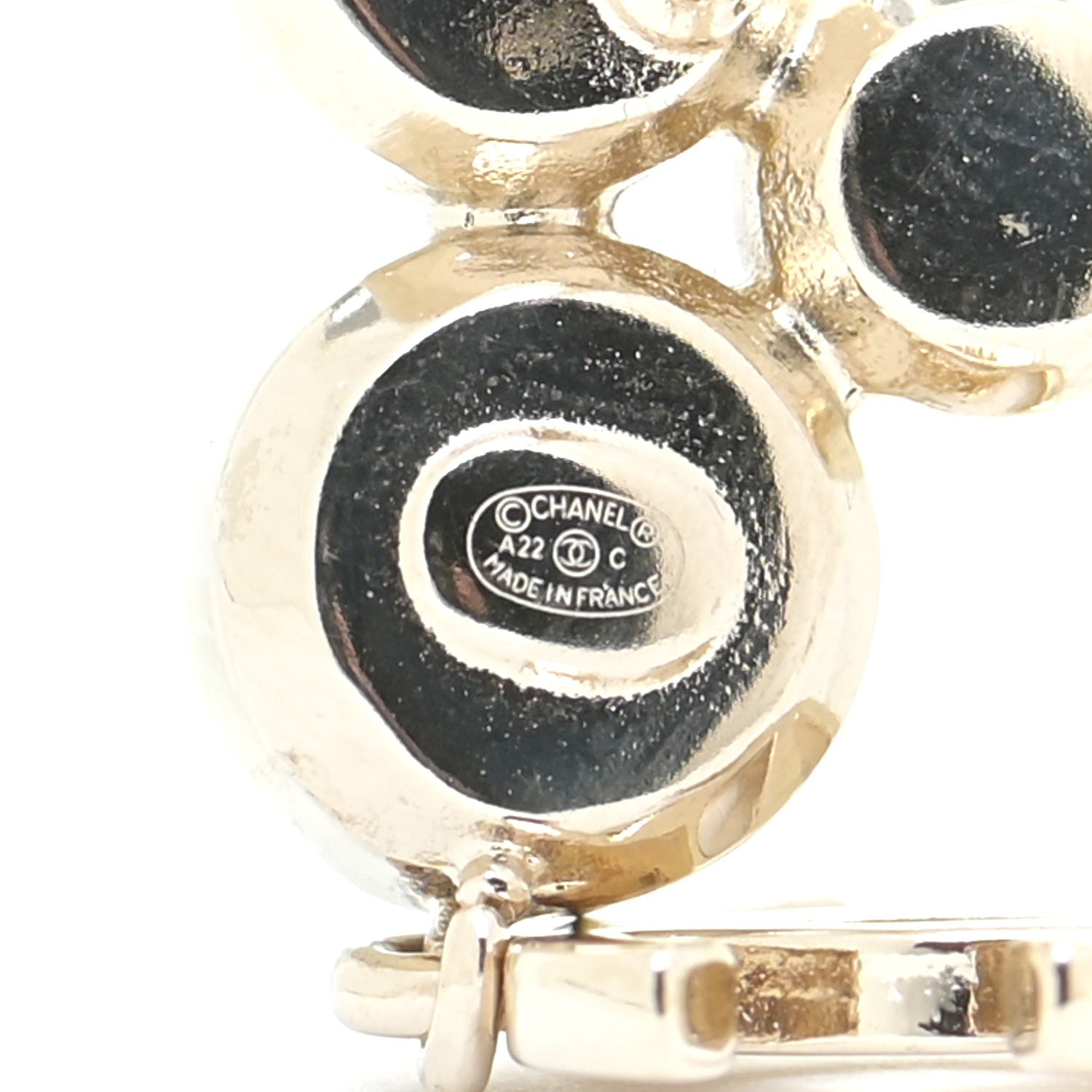 Chanel Pearl Crystal CC Drop Earrings Gold 4 of 5