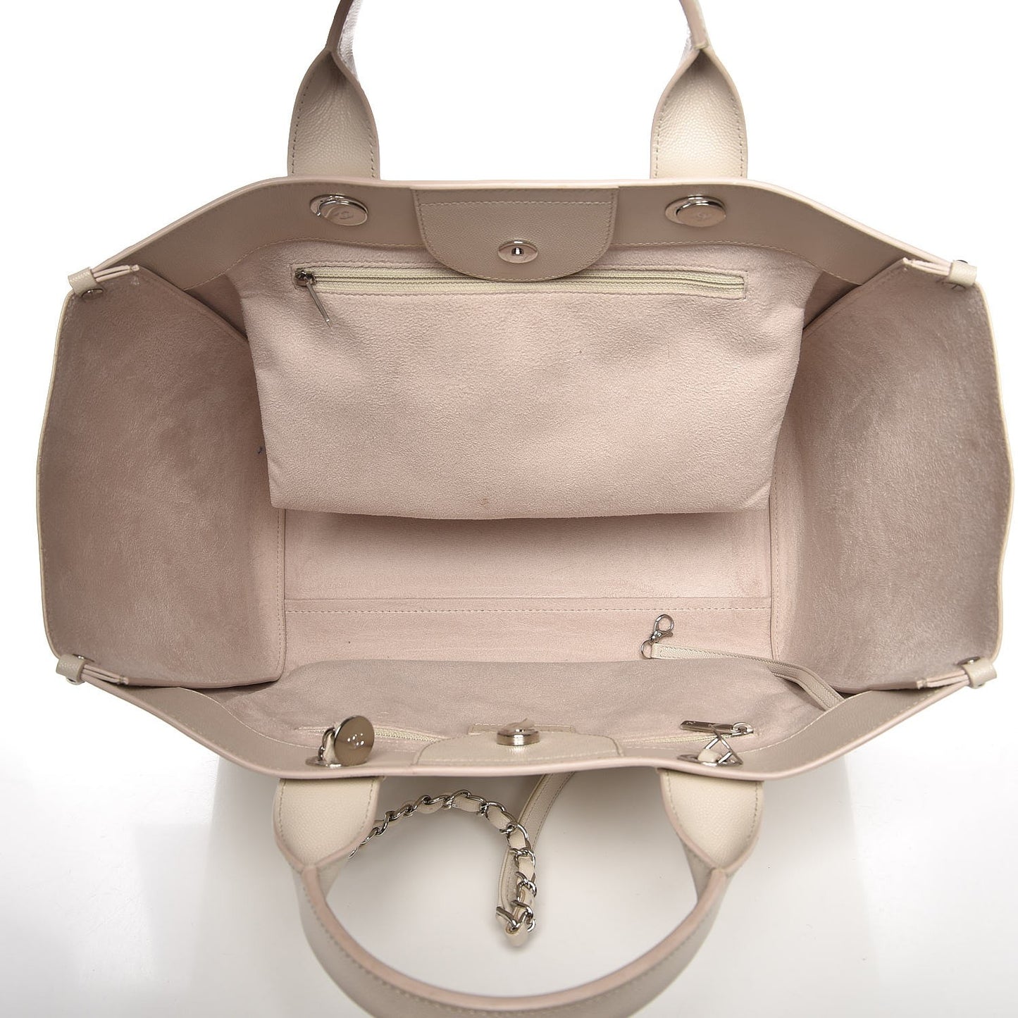 Caviar Large Studded Deauville Tote Beige