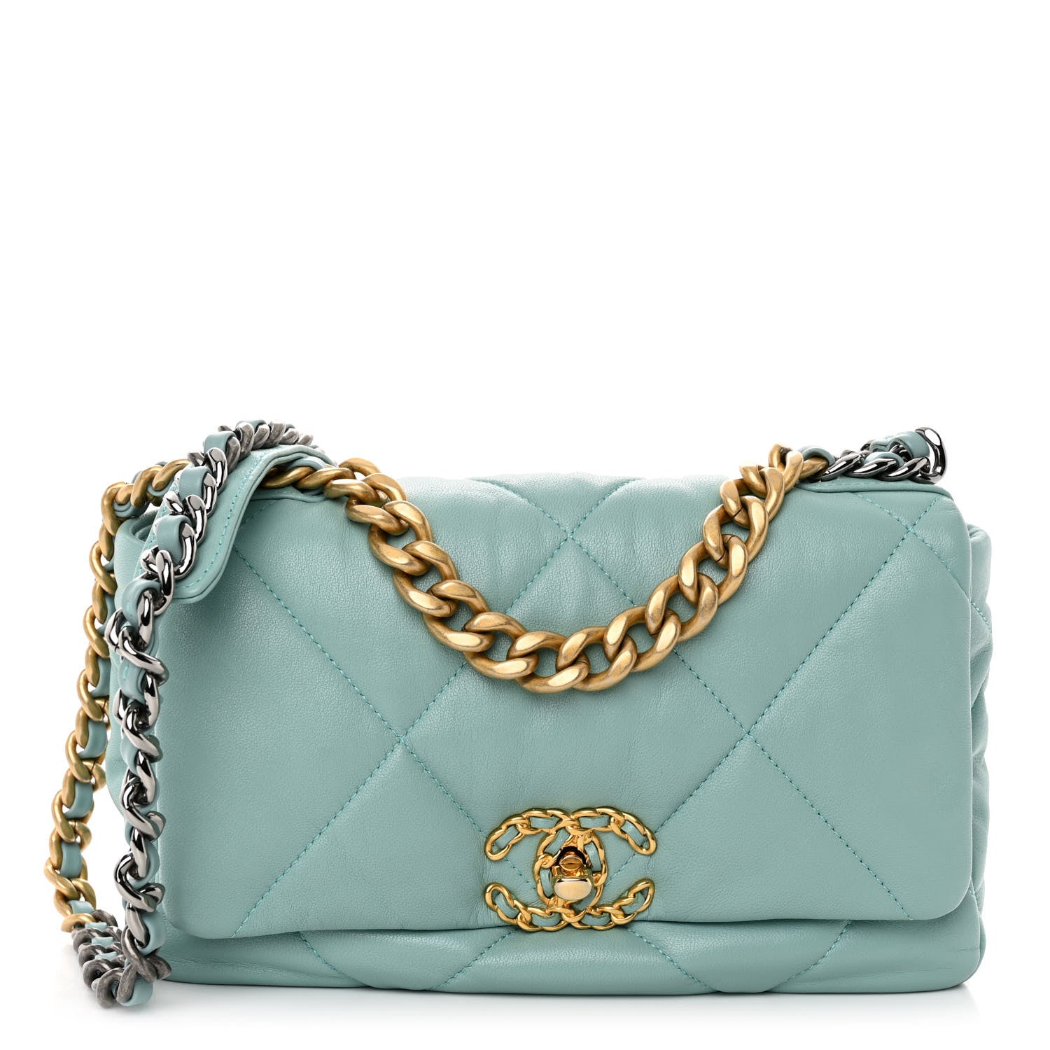 Chanel Lambskin Quilted Medium Chanel 19 Flap Light Blue 1 of 9