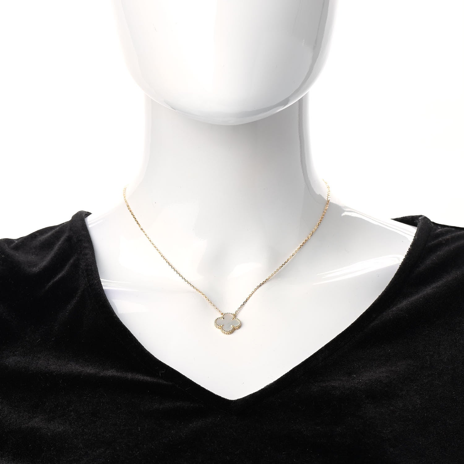 Van Cleef & Arpels 18K Yellow Gold Mother of Pearl Vintage Alhambra Pendant Necklace 2 of 7