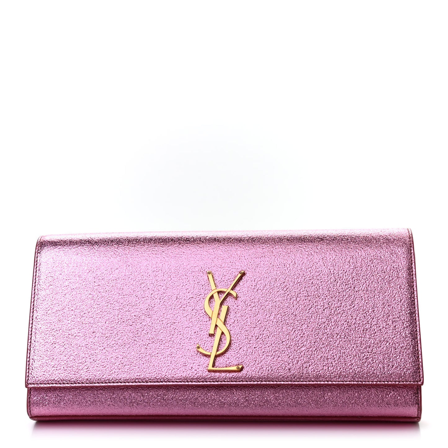 Metallic Textured Calfskin Classic Monogram Cassandre Clutch Pink
