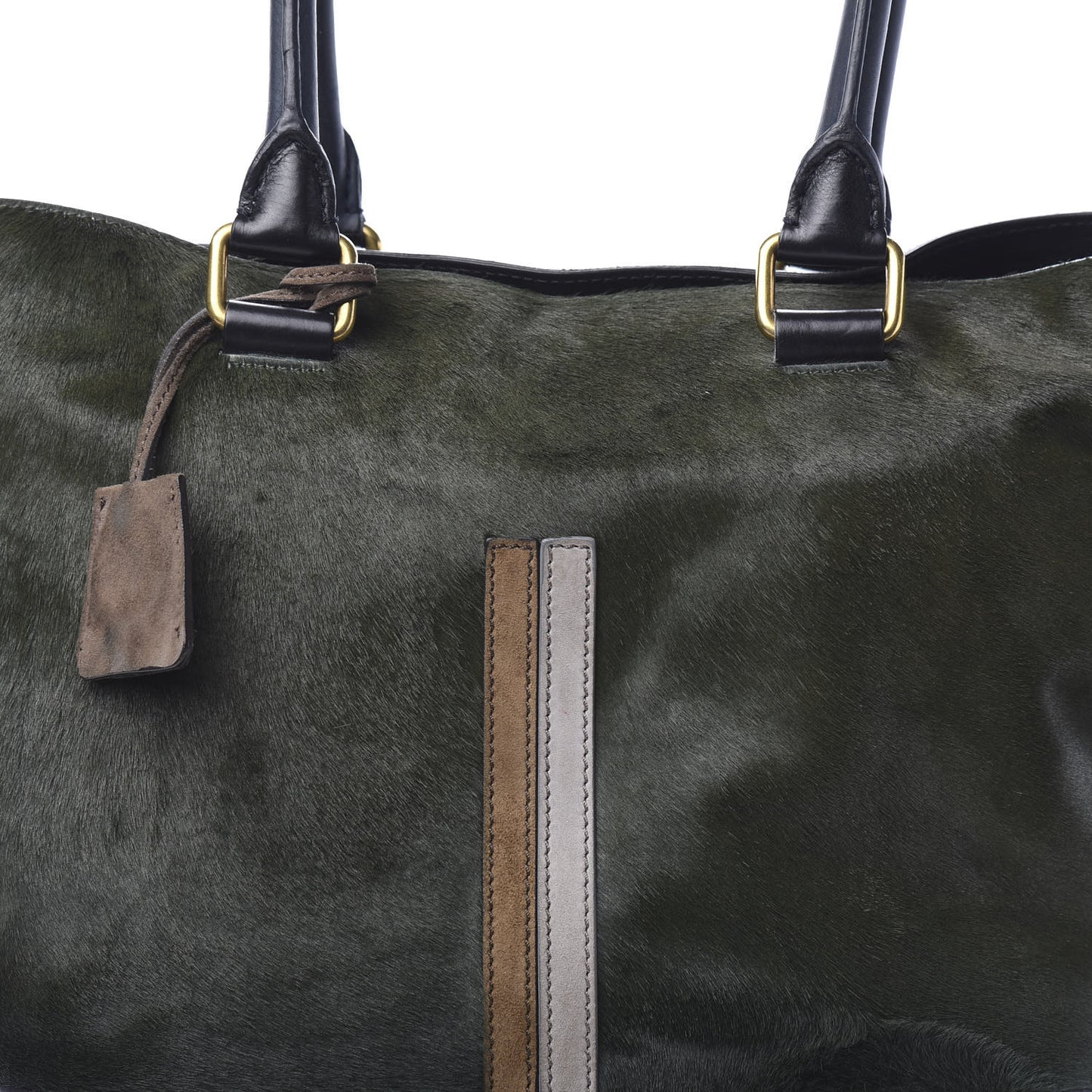 Pony Hair Racer Stripe Tote Green