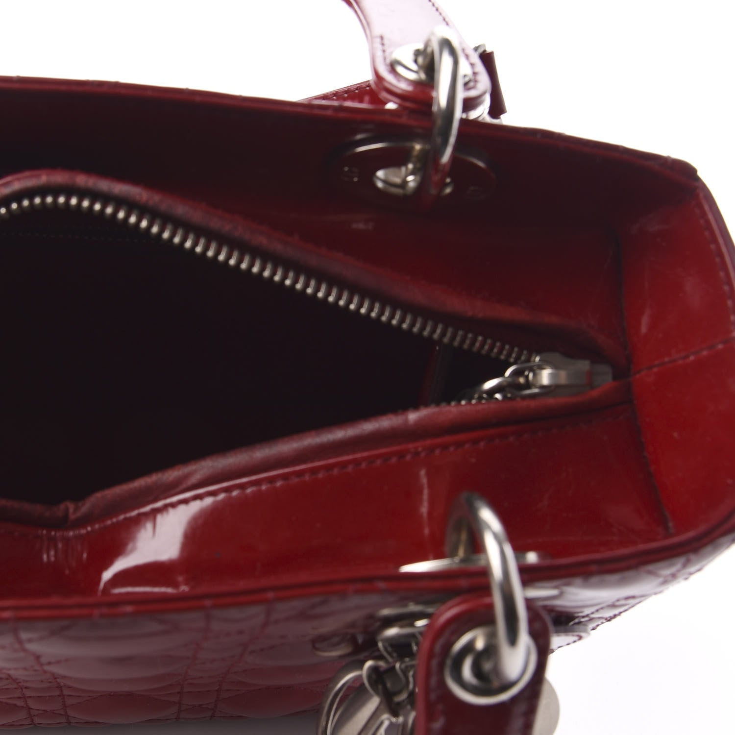 Christian Dior Patent Cannage Medium Lady Dior Red 5 of 11