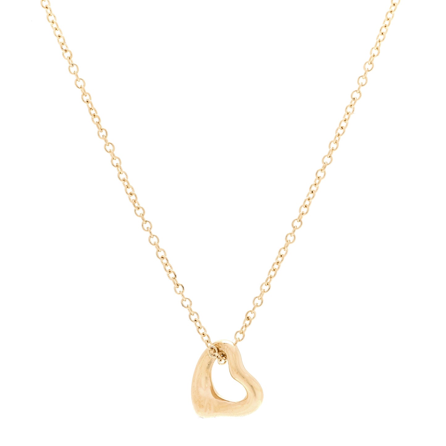 18K Yellow Gold 7mm Elsa Peretti Open Heart Pendant Necklace