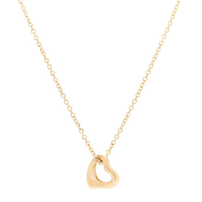 Tiffany 18K Yellow Gold 7mm Elsa Peretti Open Heart Pendant Necklace 4 of 7
