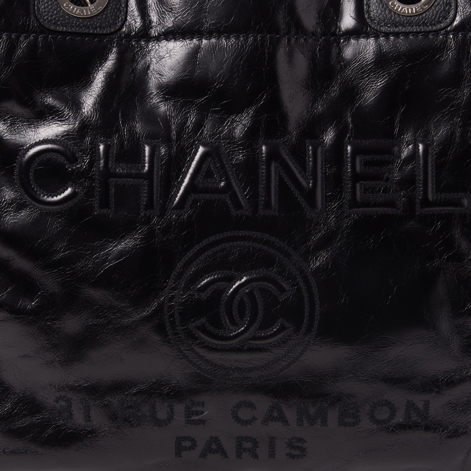 Chanel Glazed Calfskin Small Deauville Tote Black 6 of 9