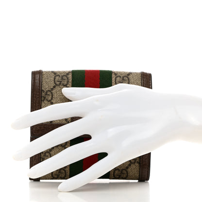 Gucci GG Supreme Monogram Web Ophidia French Flap Wallet Beige New Acero 2 of 10