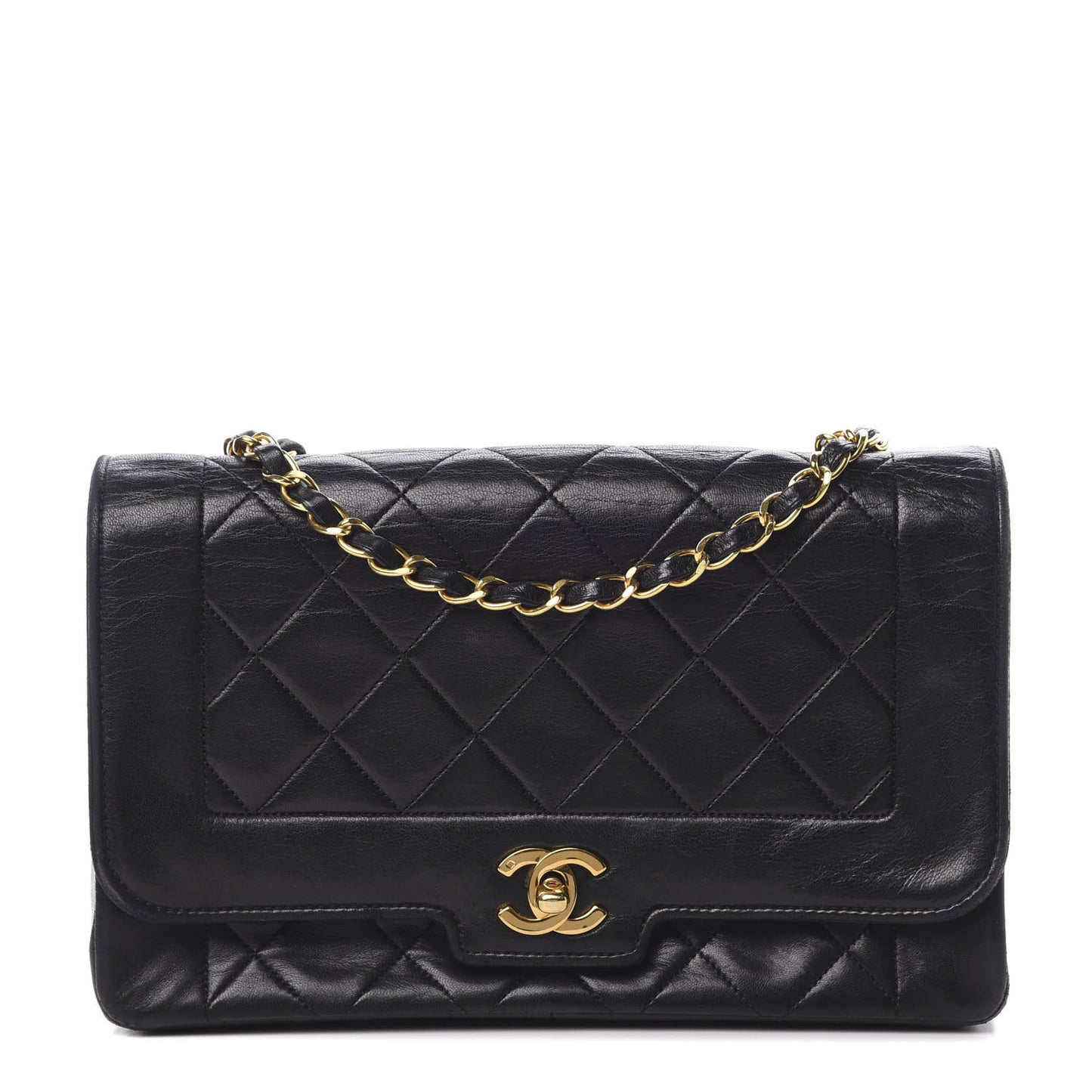 Lambskin Quilted Medium Single Flap Black
