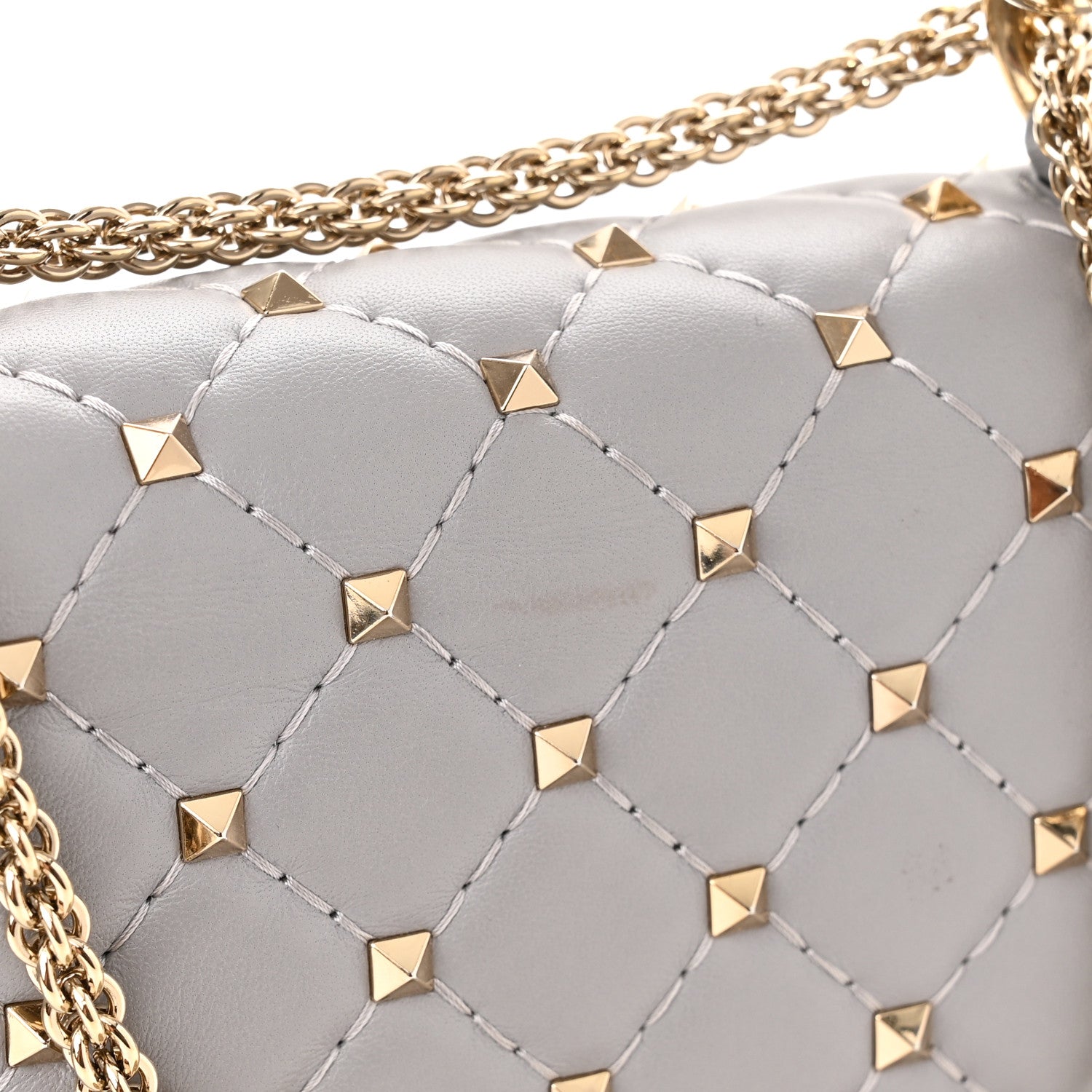 Valentino Garavani Lambskin Small Rockstud Spike Shoulder Bag Pastel Grey 10 of 10