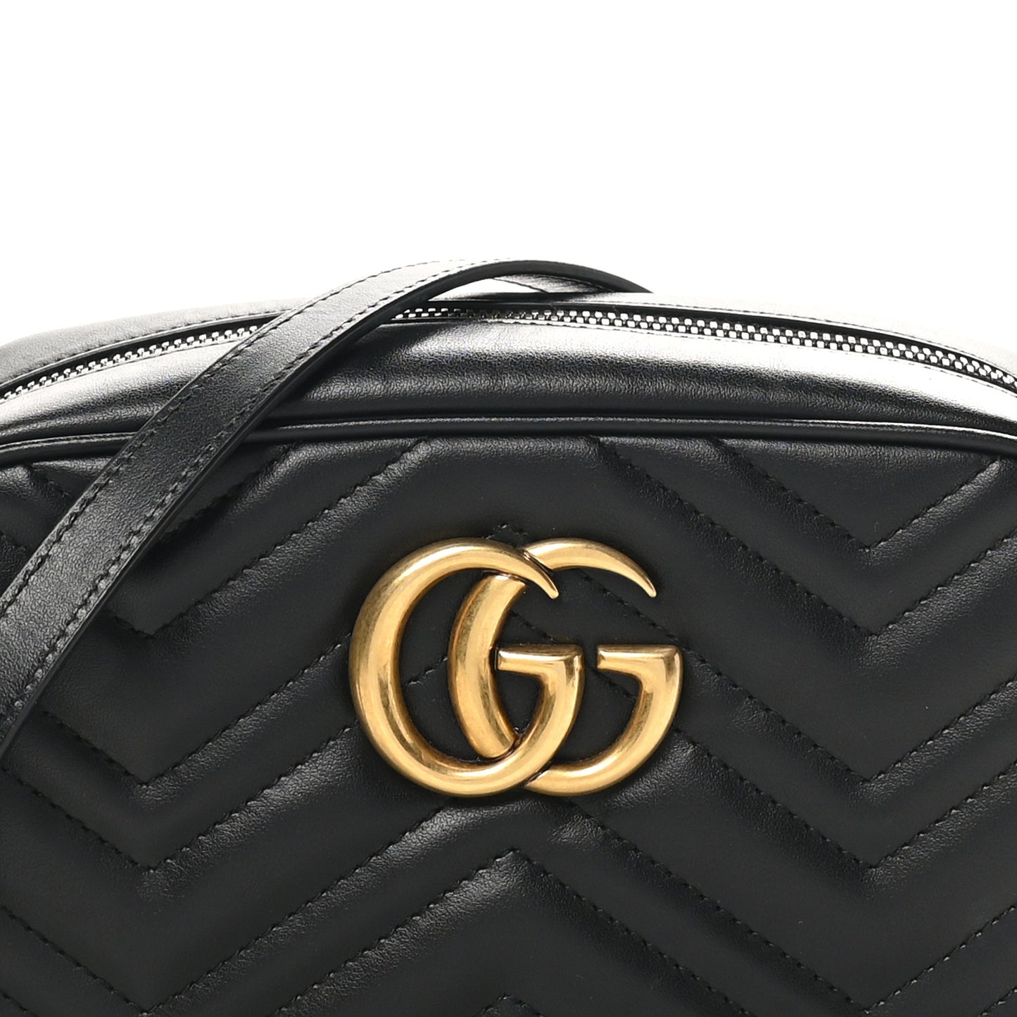 Calfskin Matelasse Mini GG Marmont Chain Shoulder Bag Black