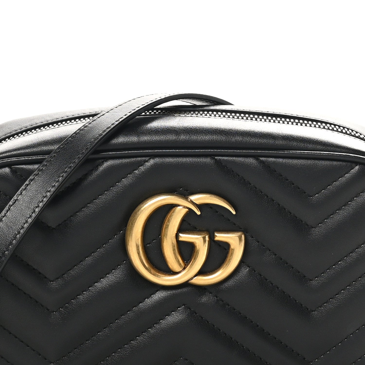 Gucci Calfskin Matelasse Mini GG Marmont Chain Shoulder Bag Black 8 of 11