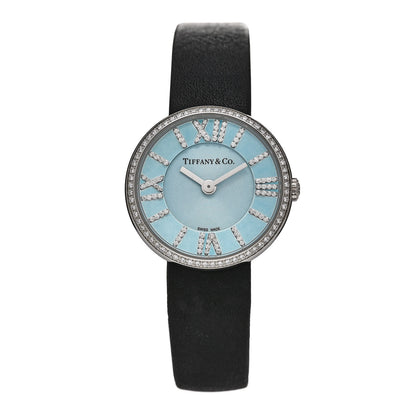 Tiffany Stainless Steel Calfskin Diamond Bezel 24mm Atlas 2-Hand Quartz Watch Tiffany Blue 1 of 5