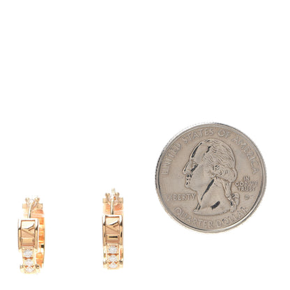 Tiffany 18K Rose Gold Diamond Atlas Hoop Earrings 2 of 5