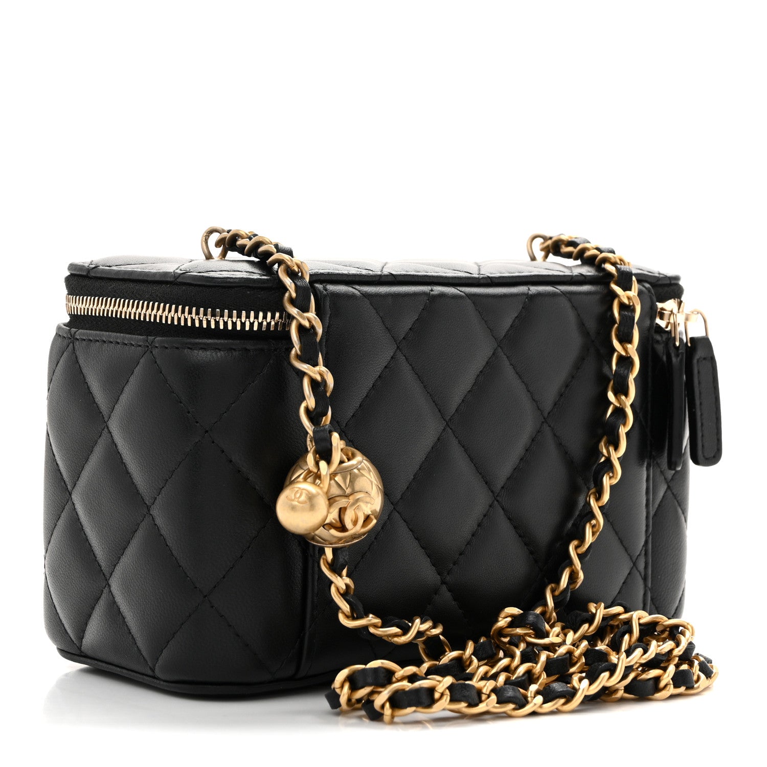 Chanel Lambskin Quilted Pearl Crush Small Vanity Case With Chain Black 3 of 11