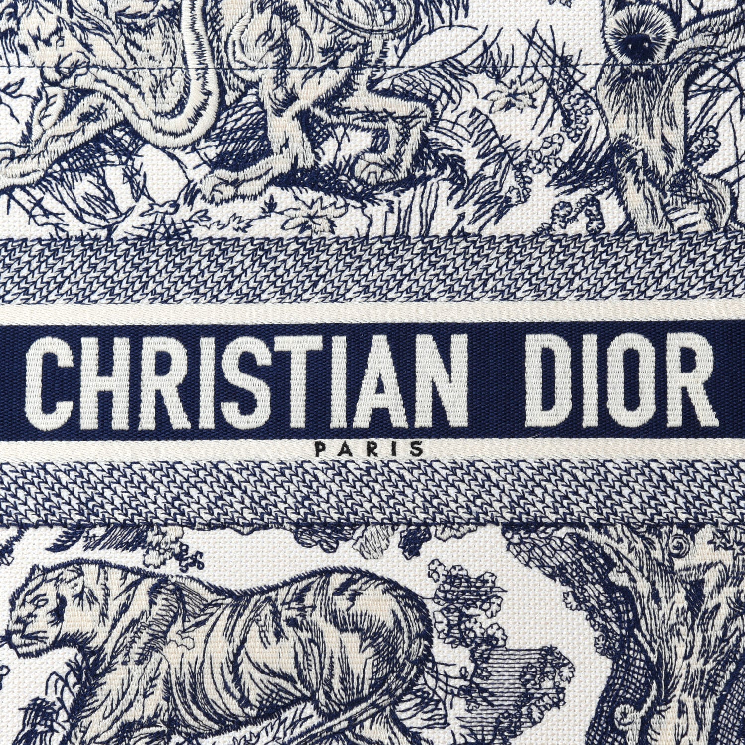 Christian Dior Canvas Embroidered Medium Dioriviera Toile De Jouy Book Tote Blue 10 of 10