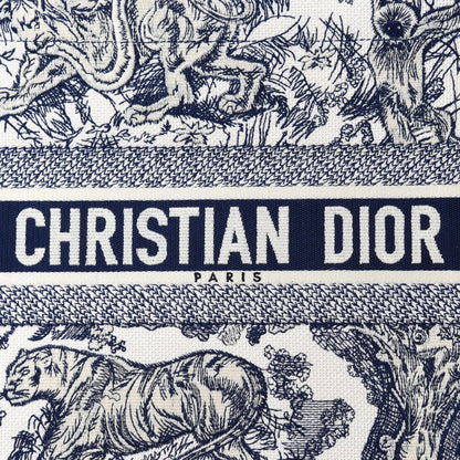 Christian Dior Canvas Embroidered Medium Dioriviera Toile De Jouy Book Tote Blue 10 of 10