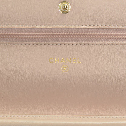 Chanel Metallic Python Wallet On Chain WOC Light Pink 6 of 8