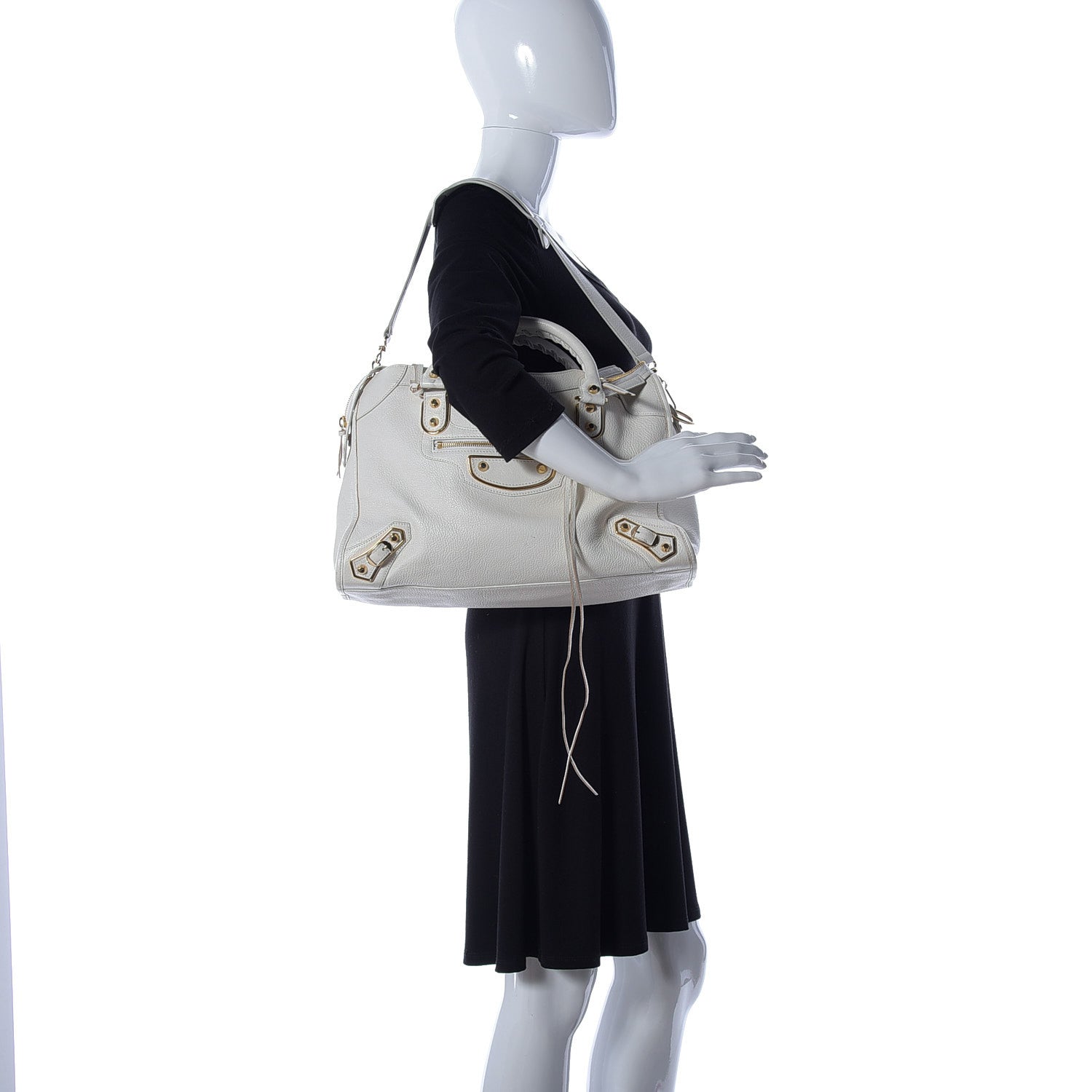 Balenciaga Chevre Gold Metallic Edge Hardware City White 2 of 10