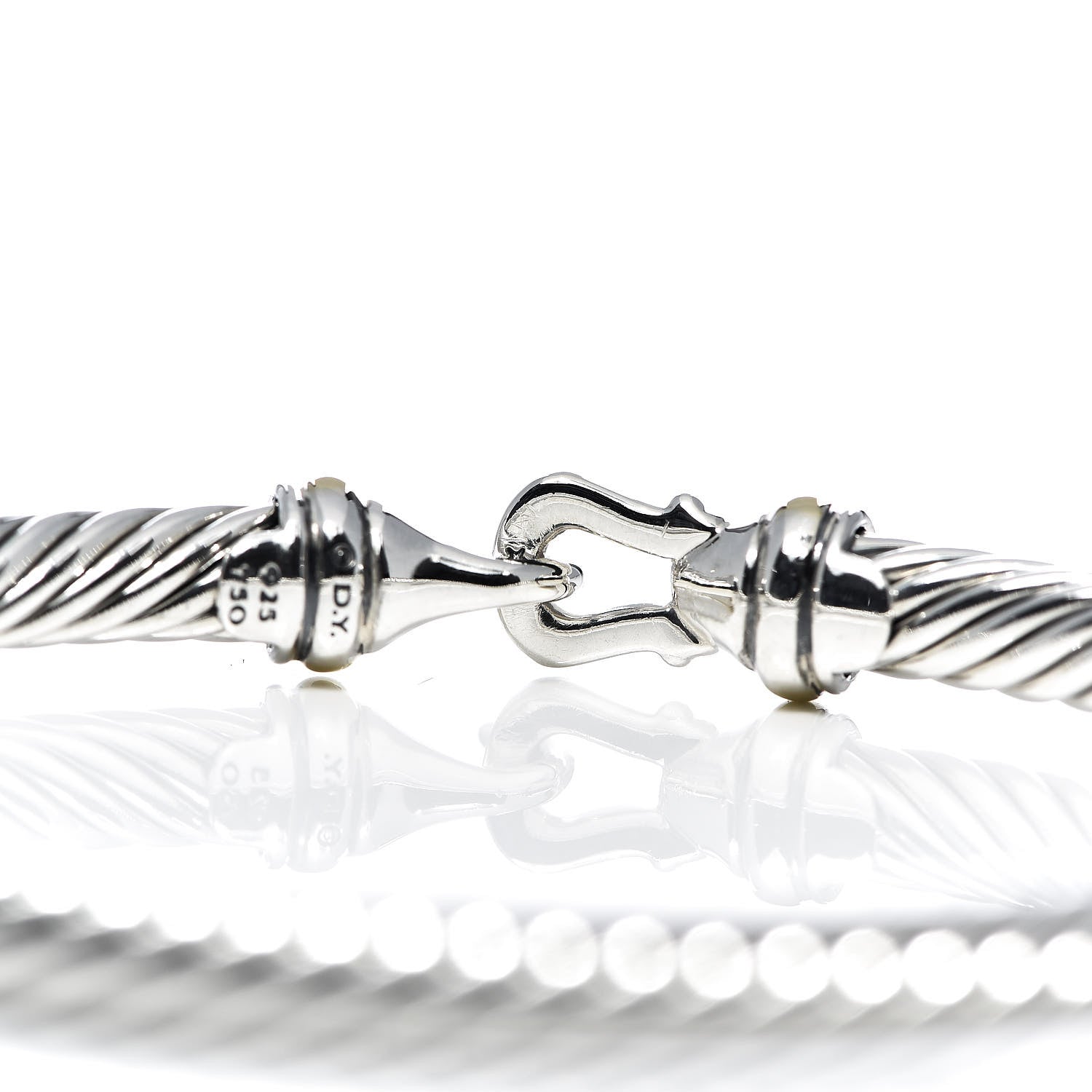 David Yurman Sterling Silver 18K Yellow Gold 5mm Cable Classic Buckle Bracelet 5 of 5