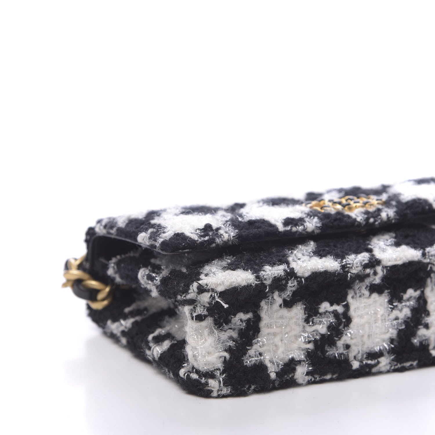 Chanel Wool Tweed Lambskin Quilted 19 Wallet On Chain WOC and Coin Purse Black White 8 of 10