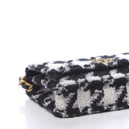 Chanel Wool Tweed Lambskin Quilted 19 Wallet On Chain WOC and Coin Purse Black White 8 of 10