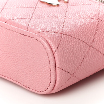 Chanel Caviar Quilted Small Handle With Care Vanity Case With Chain Pink 9 of 10