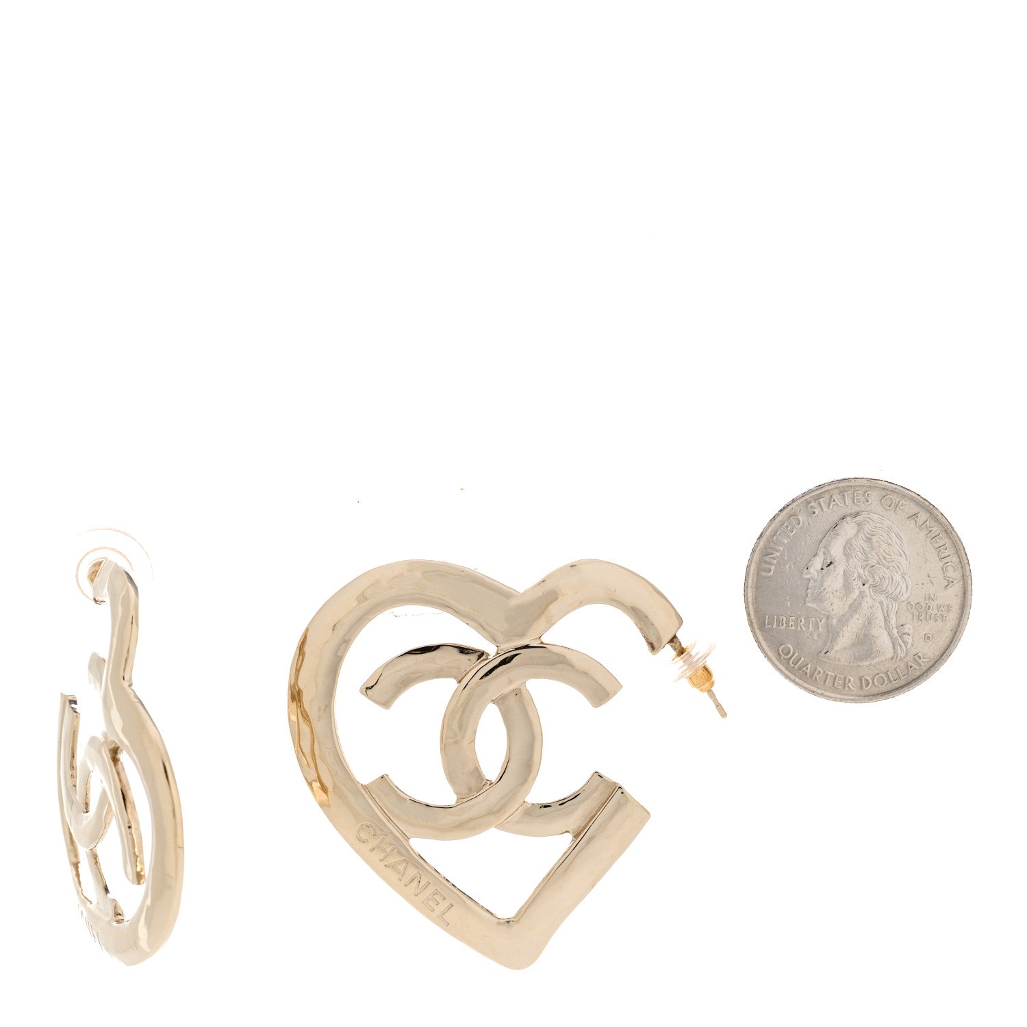 Chanel Metal CC Heart Coco In Love Hoop Earrings Gold 2 of 6