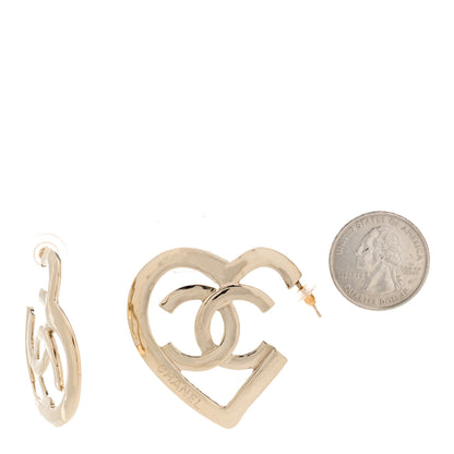 Chanel Metal CC Heart Coco In Love Hoop Earrings Gold 2 of 6