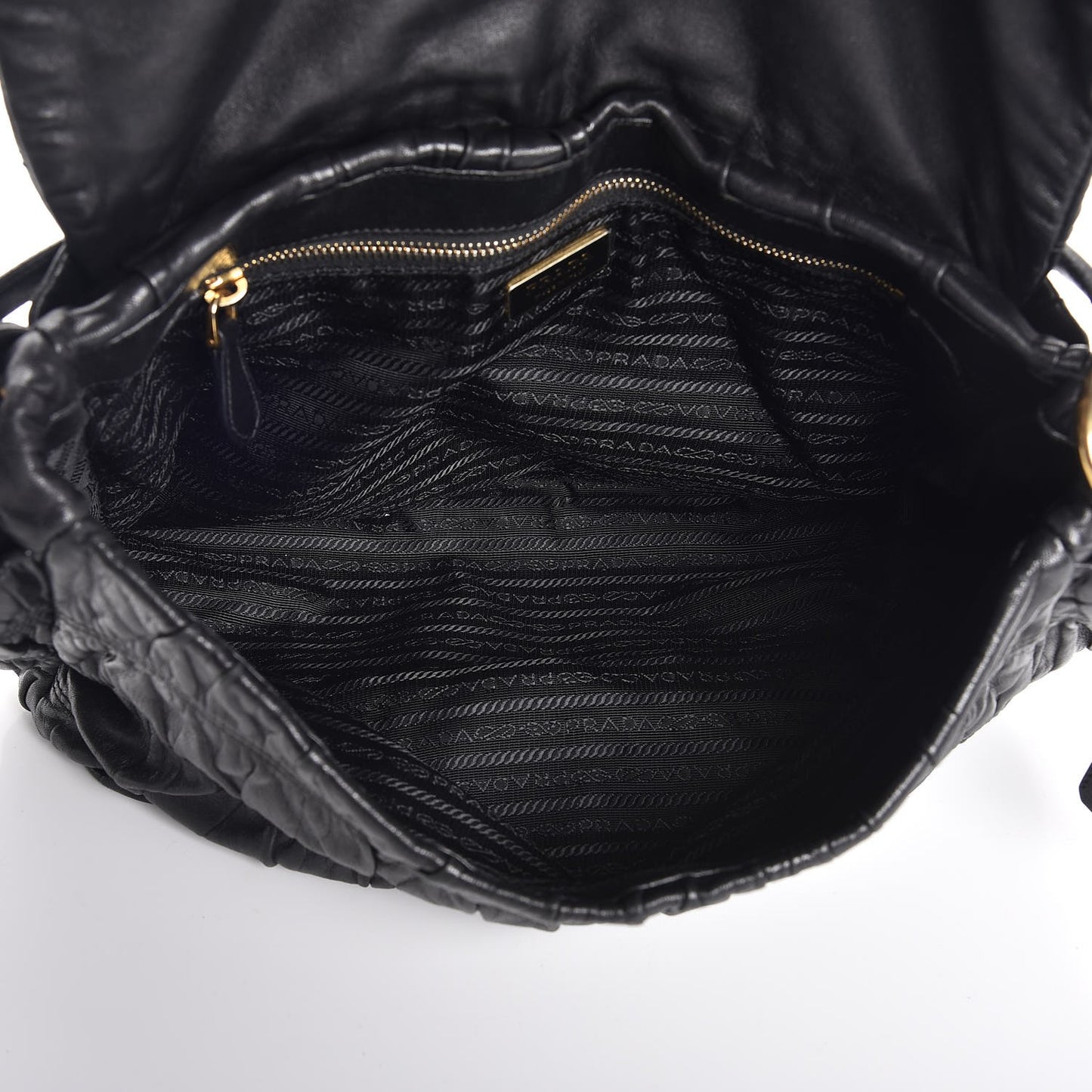 Nappa Dressy Gaufre Flap Bag Black