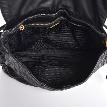 Prada Nappa Dressy Gaufre Flap Bag Black 8 of 8