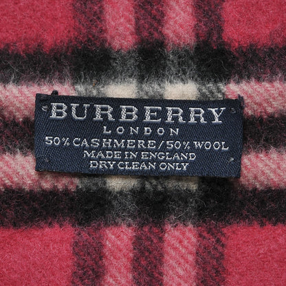Burberry Cashmere Wool Giant Check Fringe Scarf Pink 4 of 5