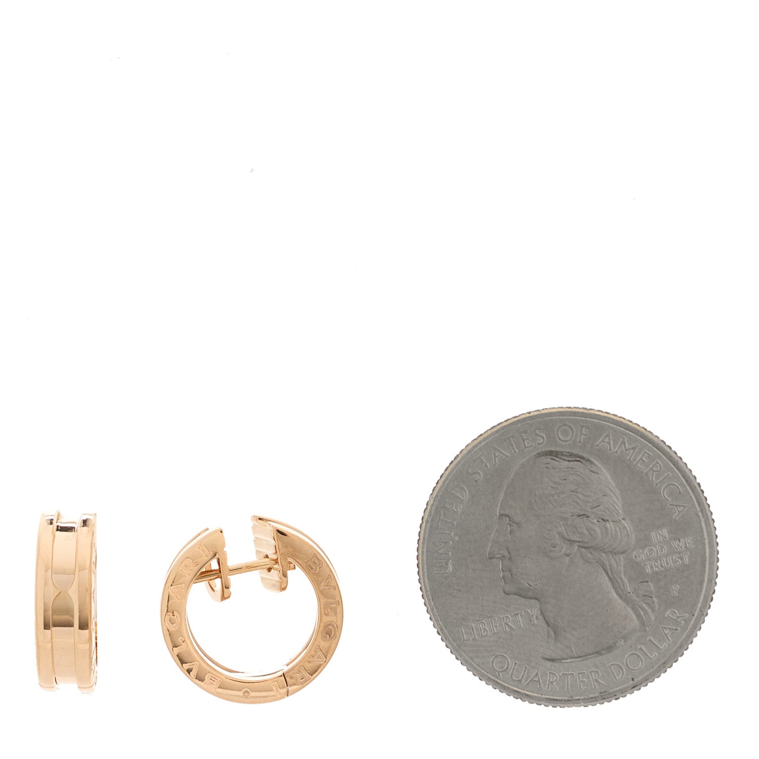 Bulgari 18K Rose Gold Small B.Zero1 Hoop Earrings 2 of 6