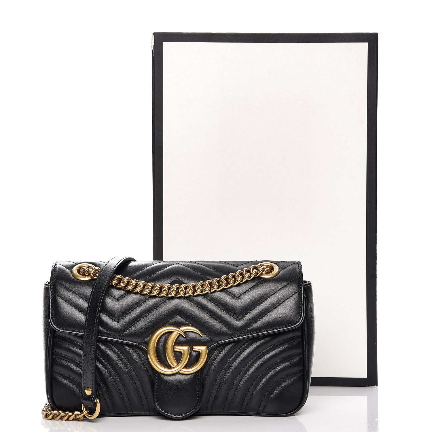Gucci Calfskin Matelasse Small GG Marmont Shoulder Bag Black 11 of 11