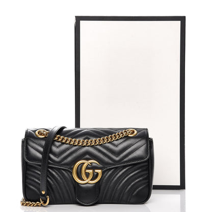 Gucci Calfskin Matelasse Small GG Marmont Shoulder Bag Black 11 of 11