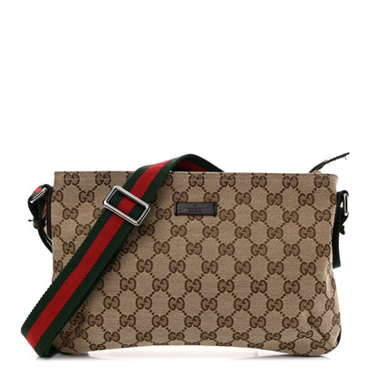 Gucci Monogram Web Small Flat Messenger Crossbody Dark Brown 1 of 12