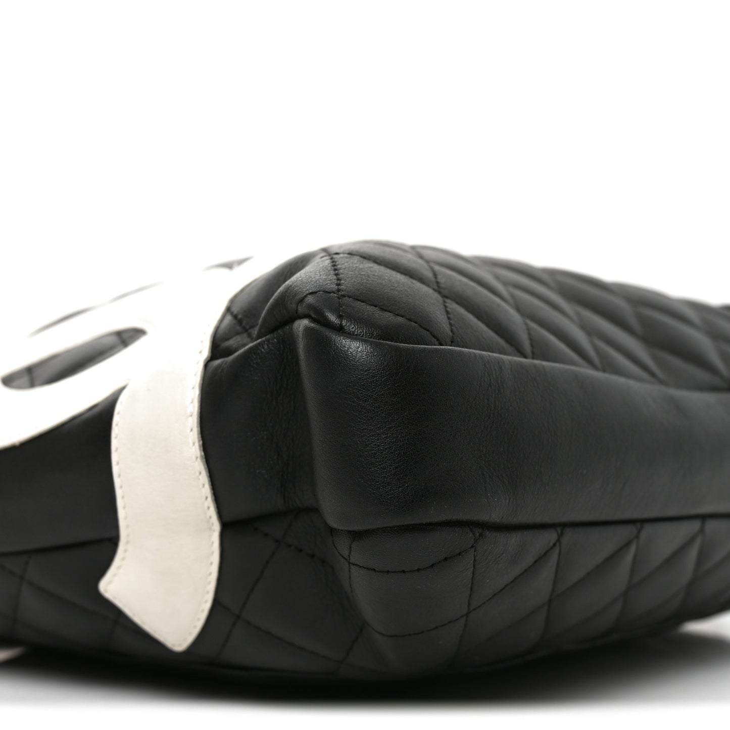 Calfskin Quilted Large Cambon Messenger Black White