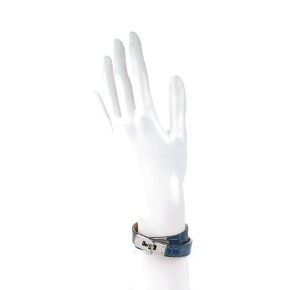 Hermes Shiny Alligator Kelly Double Tour Bracelet S Bleu Roi 2 of 7