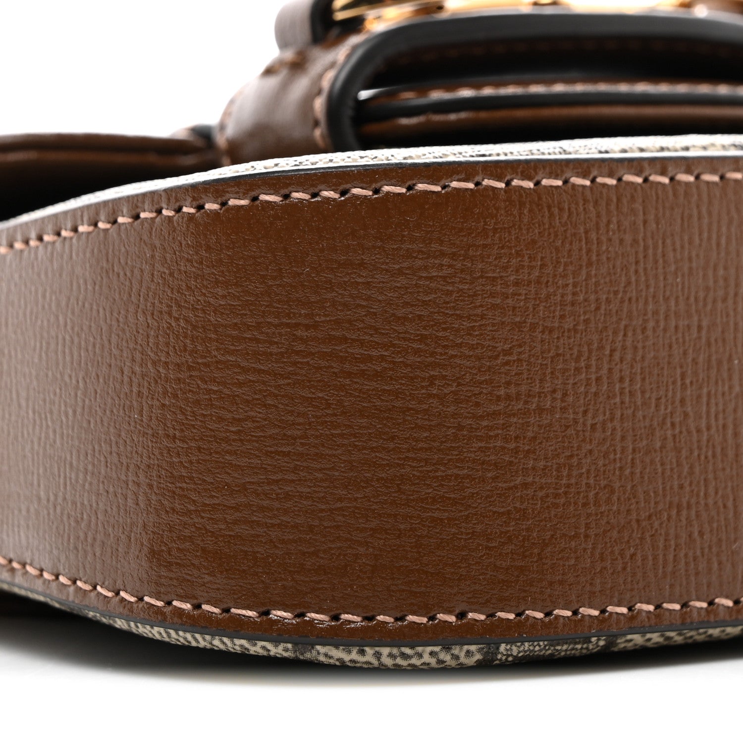 Gucci GG Supreme Monogram Azalea Calfskin Web Horsebit 1955 Wallet On Strap Beige Ebony Brown Sugar 9 of 10